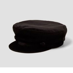 Zara Black Velvet-like Baker Boy Hat with Buttons